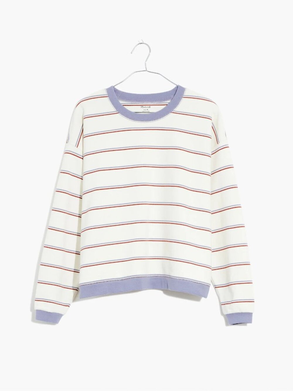 Madewell (Re)sourced Cotton Swing Sweatshirt in Stripe 100% cotton purple cream